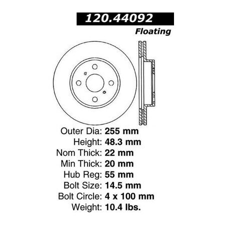 Centric StopTech Premium Cryostop Rotor; Front, StopTech 120.44092CRY